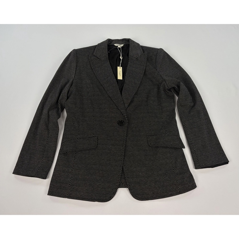 Max Studio London Women's Large Black White Houndstooth Blazer Jacket NWT $298